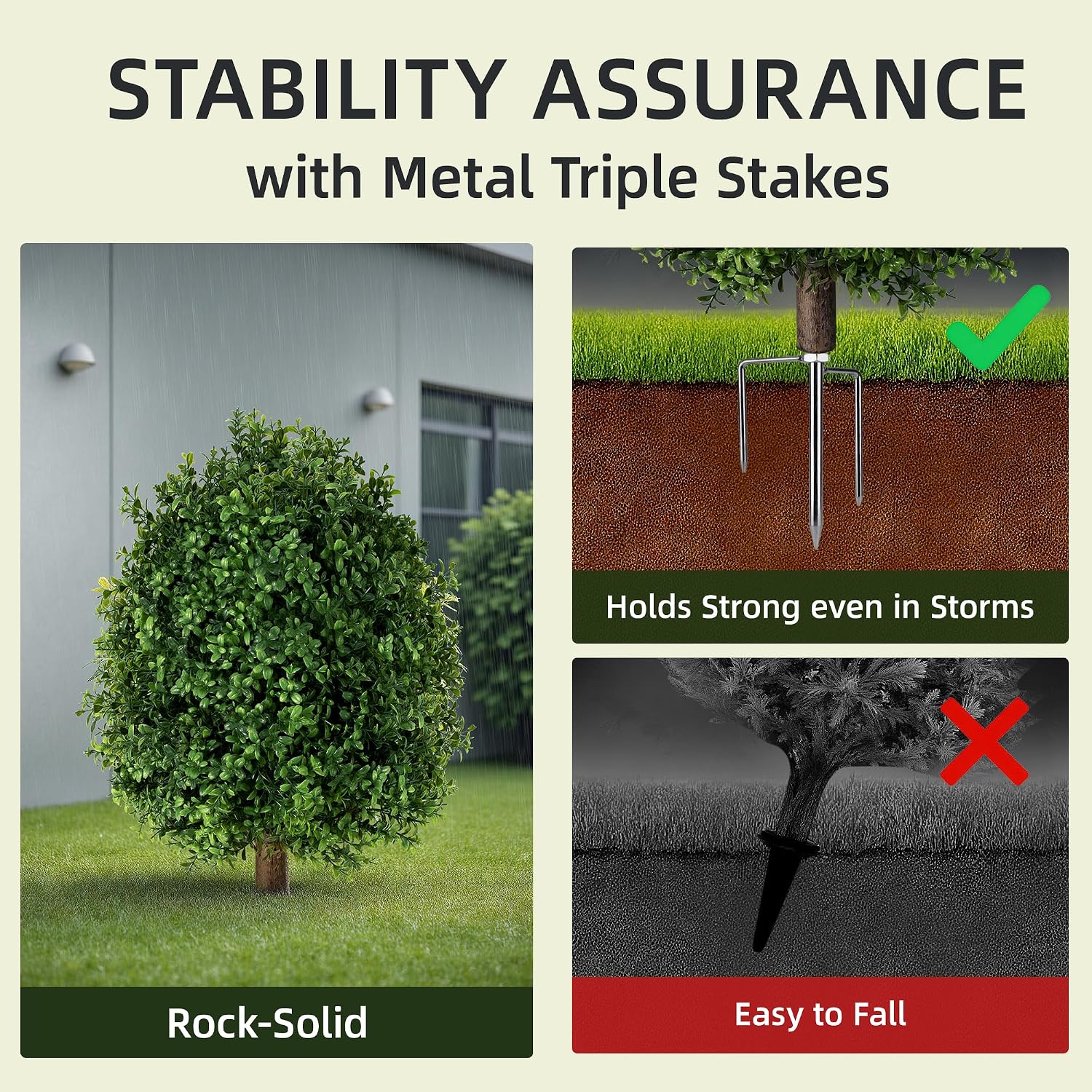 QCQHDU Artificial Boxwood Topiary Shrubs for Outdoor, 27" Fake Bushes Evergreen Ball Trees with Ground Spike,UV