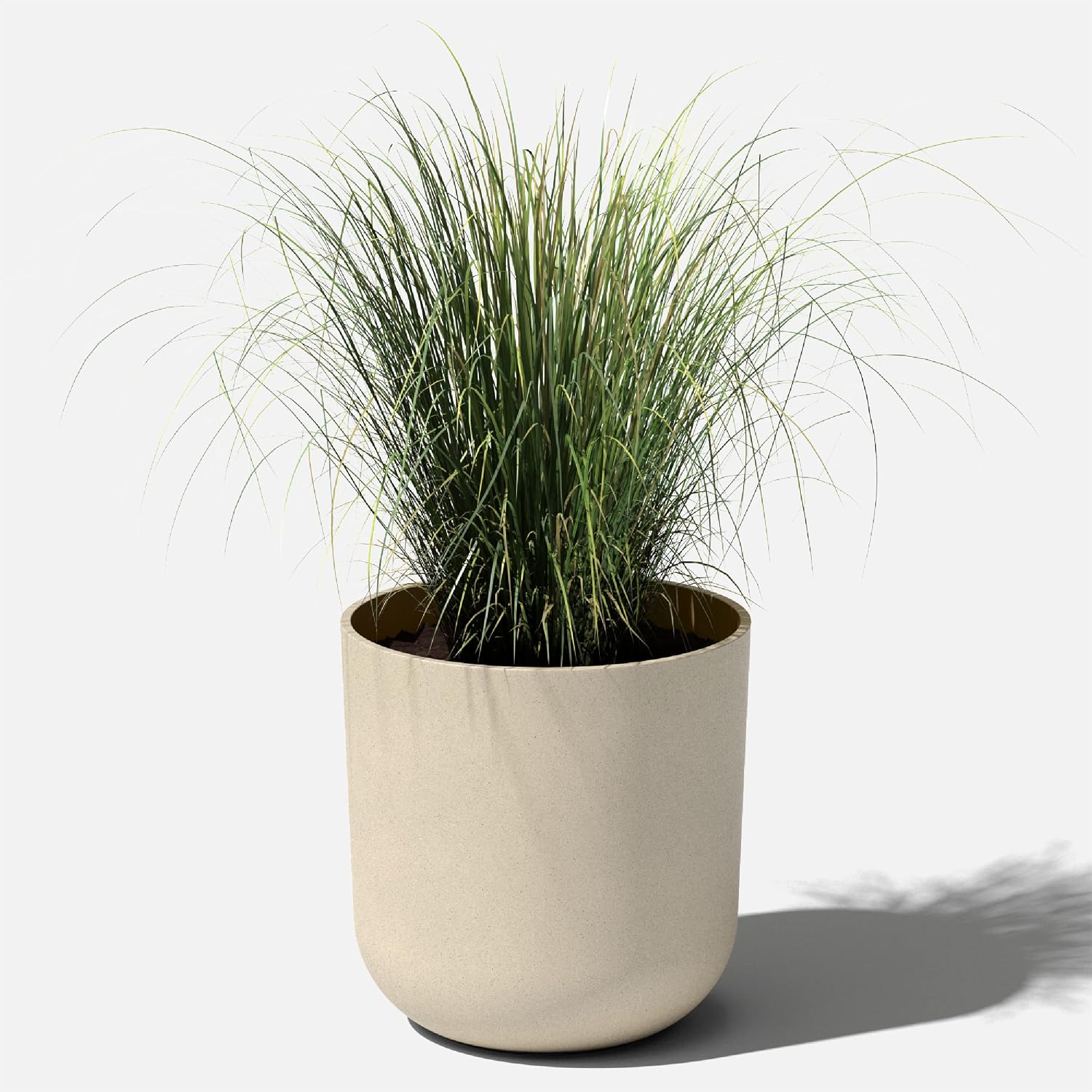 Veradek Round Lima Plastic Planter Pots for Indoor/Outdoor Garden Use, Sand Color, 5 Year Warranty | Made From a