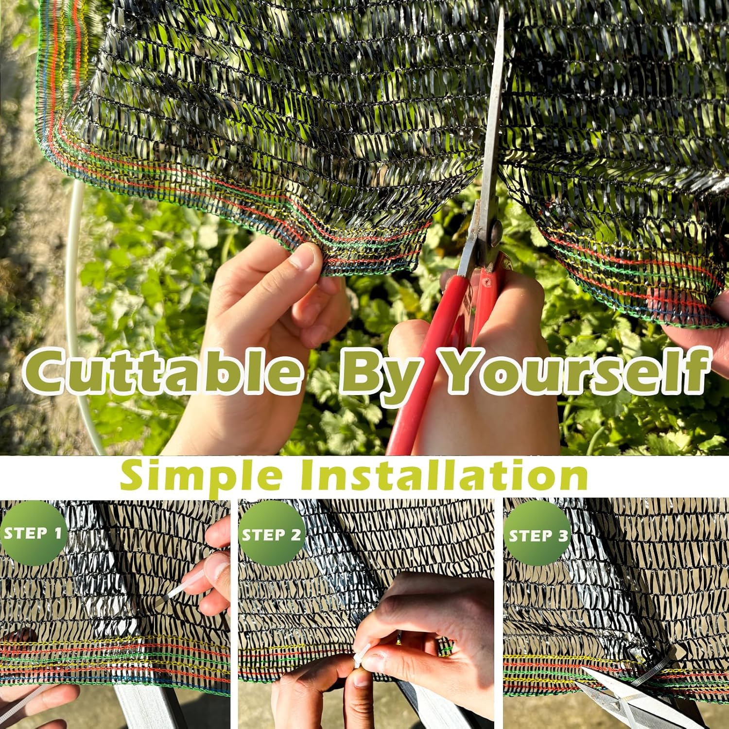 55% Shade Cloth for Garden, Black Shade Net 8X20 FT | Sunblock Mesh UV Resistant Net for Vegetables Flowers Greenhouse