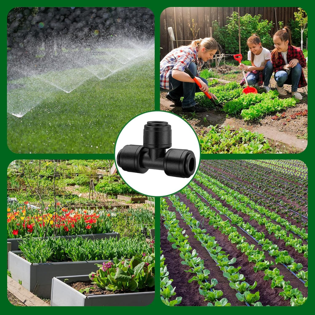 Weysat 50 Pack Quick Connect 1/4" Drip Irrigation Tee Connectors, Universal Fittings for 1/4 Inch Tubing, Leak Free