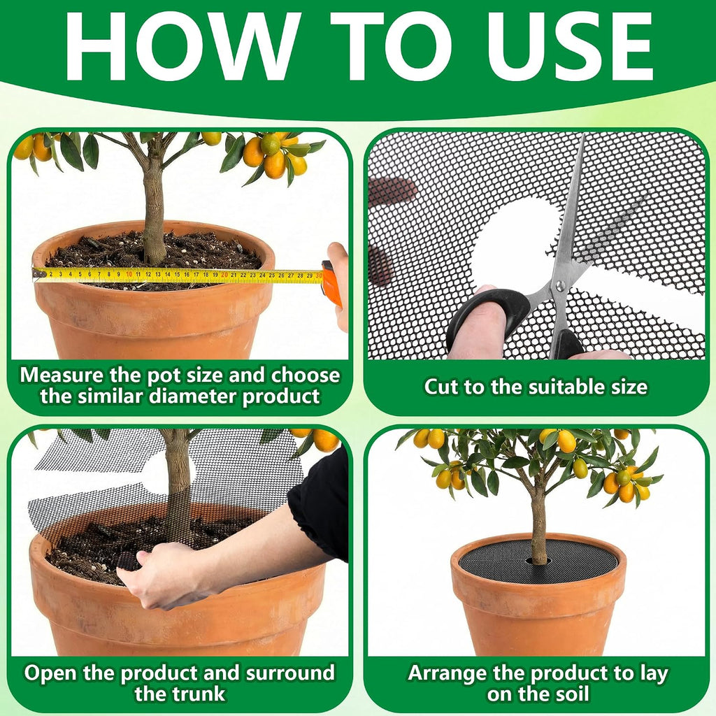 Adnee 8 Pcs 15.7 Inch Plant Pot Grids, Cuttable Plant Pot Soil Covers Protectors from Animals, Indoor Round Planter