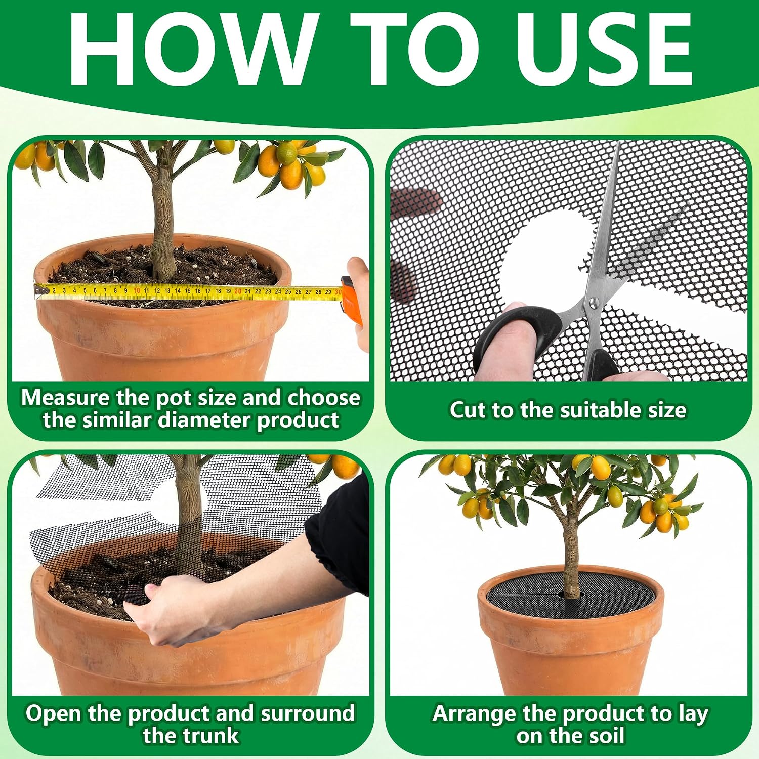 Adnee 8 Pcs 15.7 Inch Plant Pot Grids, Cuttable Plant Pot Soil Covers Protectors from Animals, Indoor Round Planter