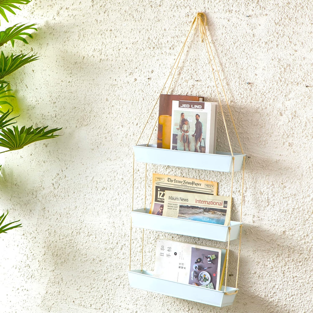 LaLaGreen Boho Wall Planter (16 in, 3 Tier) White Succulent Herb Garden | Modern nordic farmhouse decor, indoor hanging