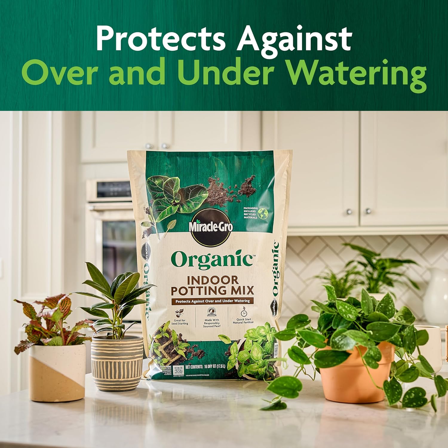 Gro Organic Indoor Potting Mix - Protects Against Over and Under Watering, Planting Soil for Indoor Container Plants