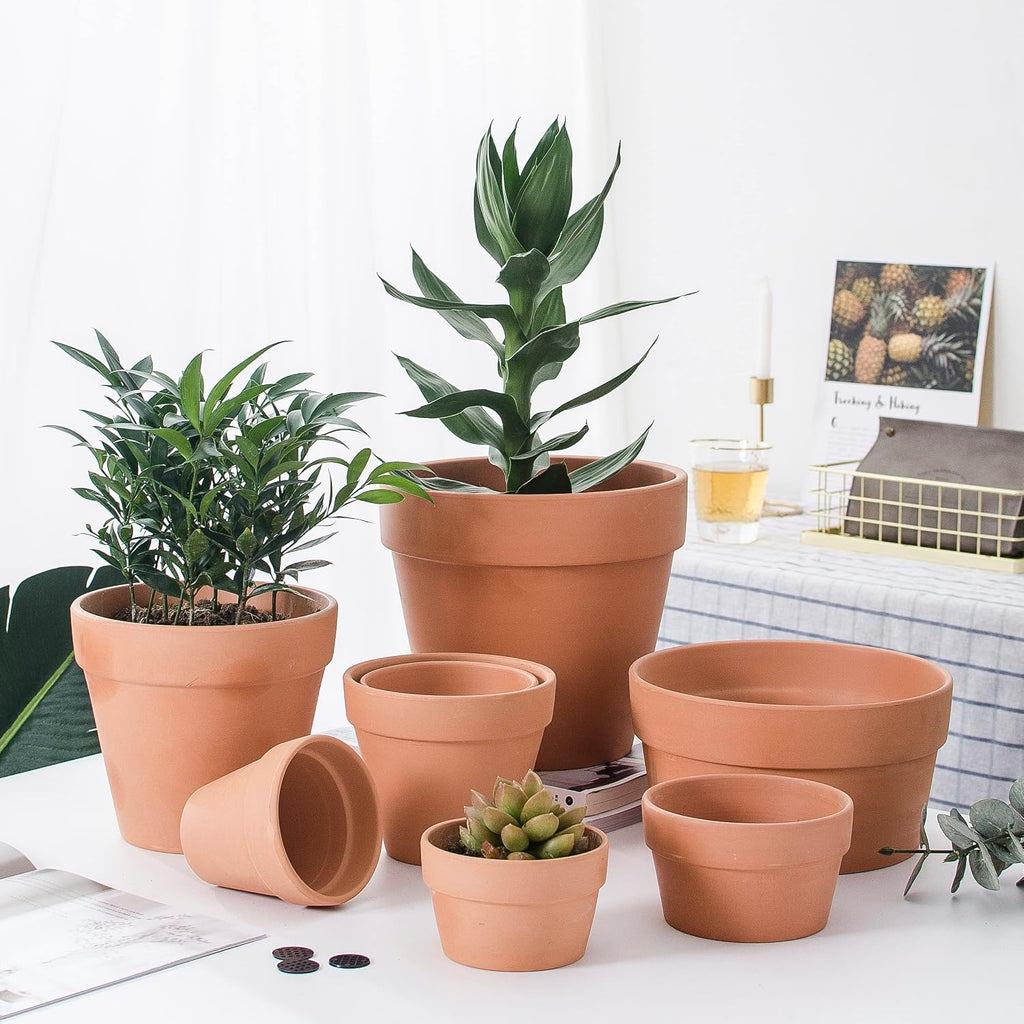 OLEEP Clay Pots - 10 Pack (5.5 inch) Large Terra Cotta Plant Pot with Drainage Hole,Garden Pots, Clay Planters Pot