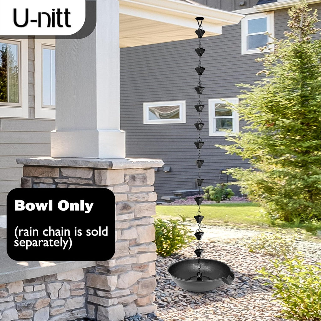 U-nitt 12" Spill Bowl Downspout Catch Basin for Rain Chain Anchoring & Stake | Rainwater Collection for Roof |Gutter