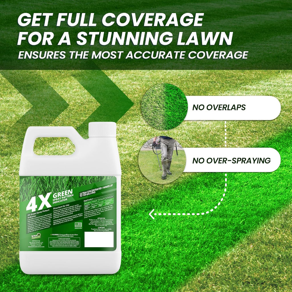 4X Green Spray Pattern Indicator Dye for Lawns & Gardens, 32oz | Not Rocket Sciences Concentrated Turf Marker, Makes