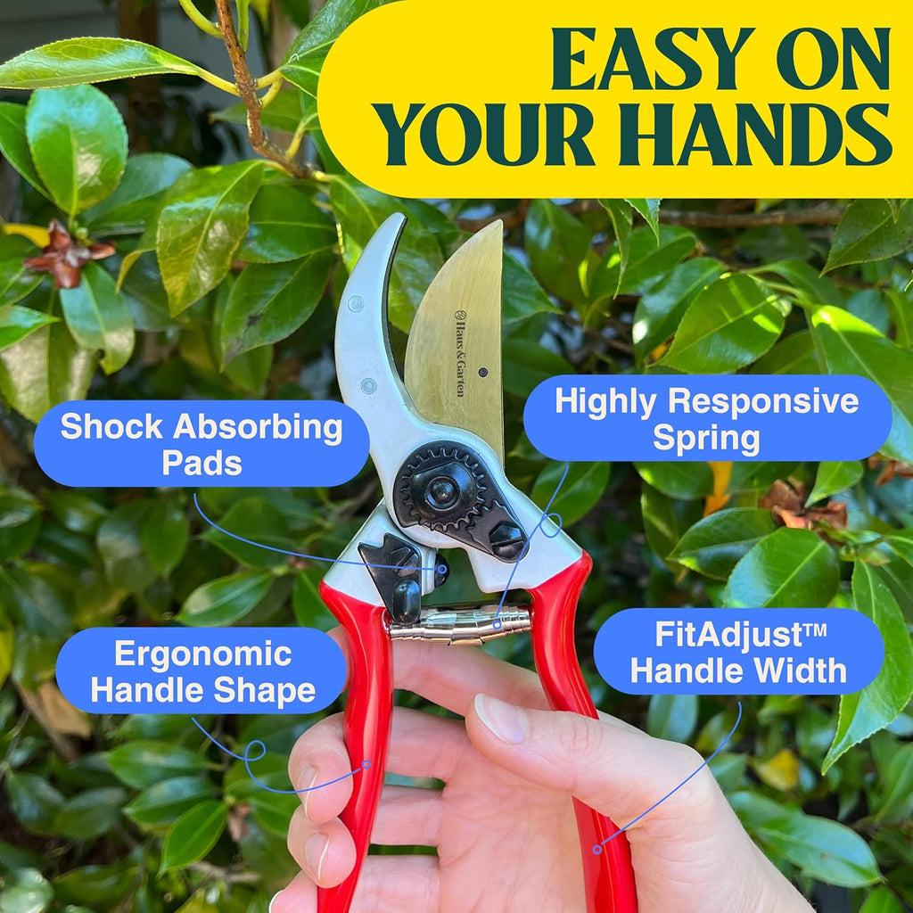 Haus & Garten ClassicPRO 8.5" Professional Premium Titanium Bypass Pruning Shears - Use As Pruners, Garden Shears