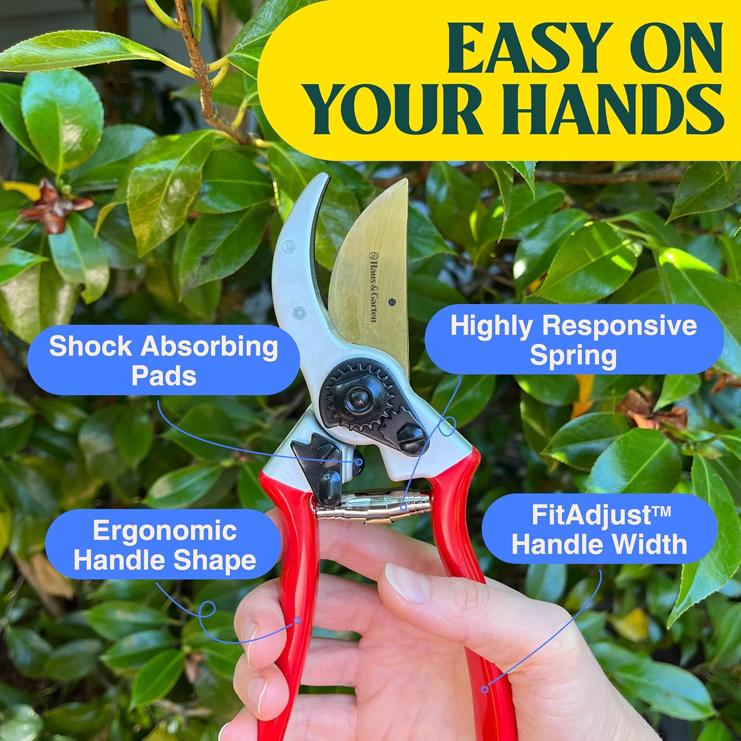 Haus & Garten ClassicPRO 8.5" Professional Premium Titanium Bypass Pruning Shears - Use As Pruners, Garden Shears