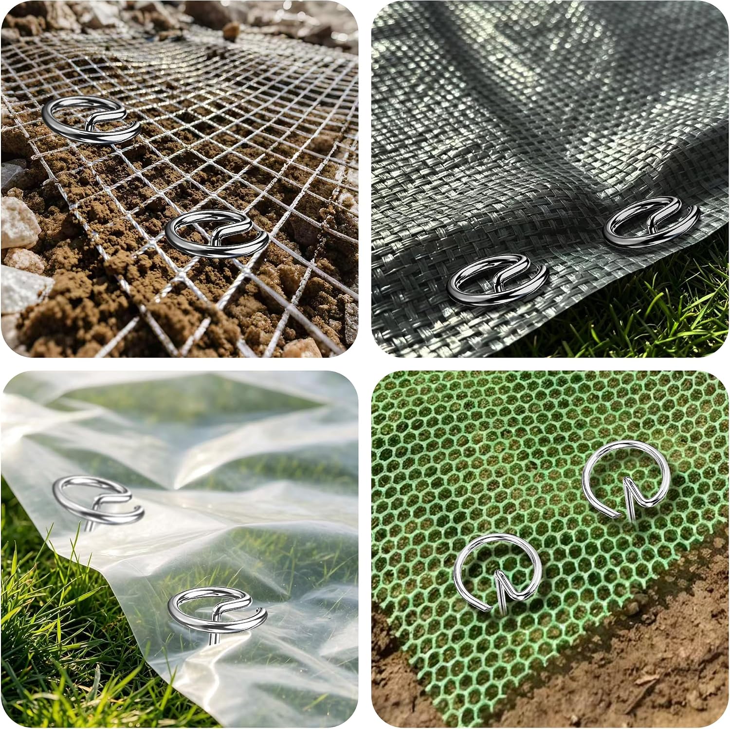 300 Pack Landscape Staples 6 Inch Landscape Fabric Stakes Garden Stakes | Thickened 8 Gauge Galvanized, Circle Top