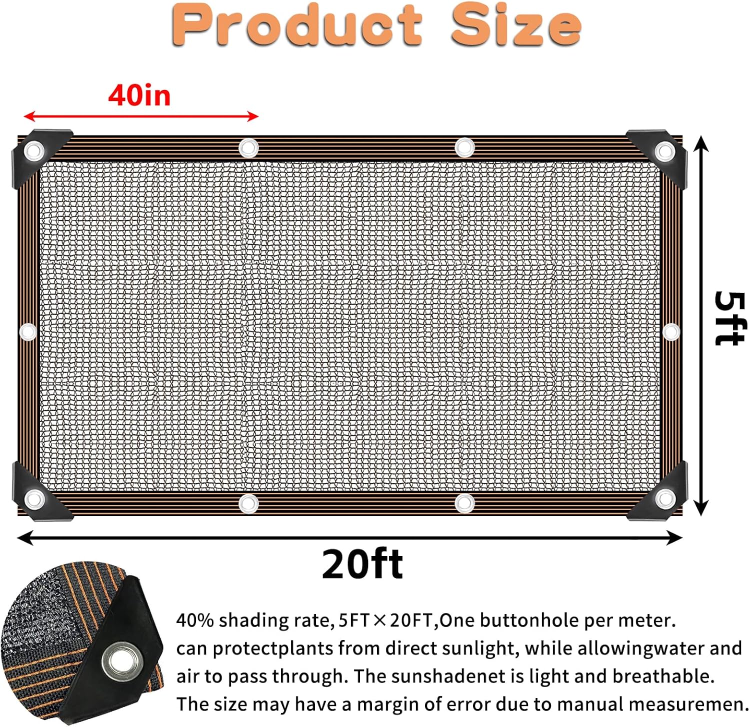 Shade Cloth for Plants Greenhouse, 40-50% Sunblock Shade Sails -for Outdoor Garden Pergola Patio Lawn Plant Sun