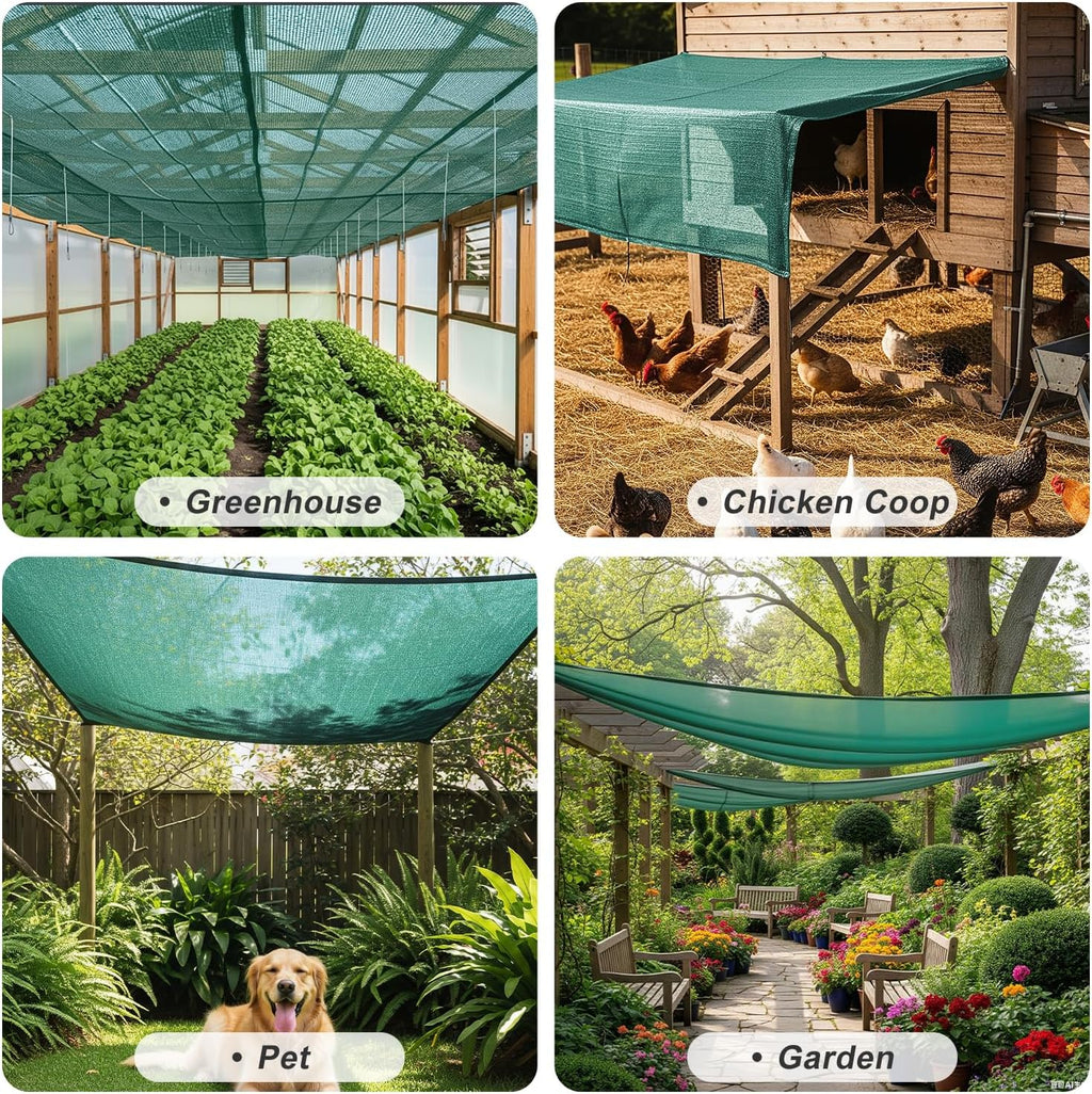 SUNNY GUARD Sun Shade Cloth, 10 x 20 FT Green HDPE Mesh | 35-45% Breathable shade cover creates a cooler space for