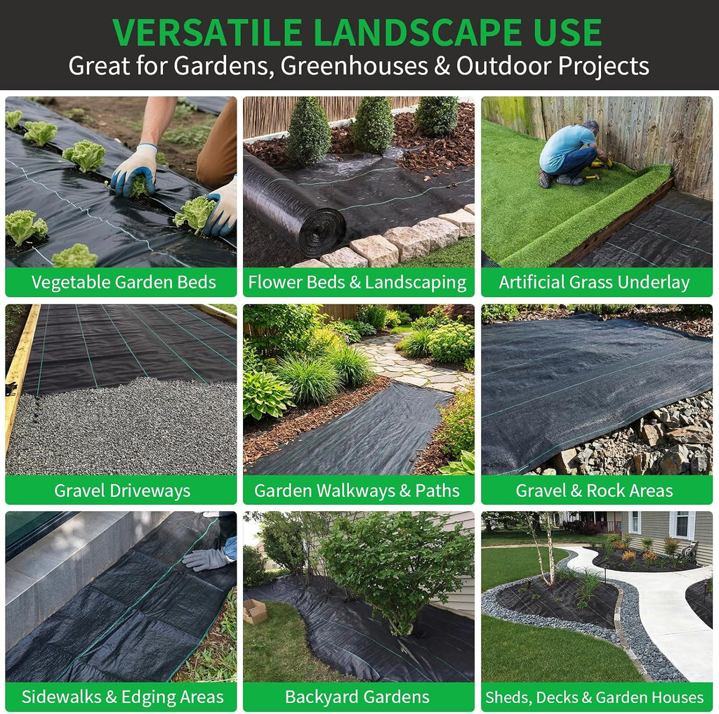 HOOPLE 4 ft x 100 ft Weed Barrier Landscape Fabric, 3.2 oz Heavy Duty Woven Geotextile Ground Cover, Water Permeable
