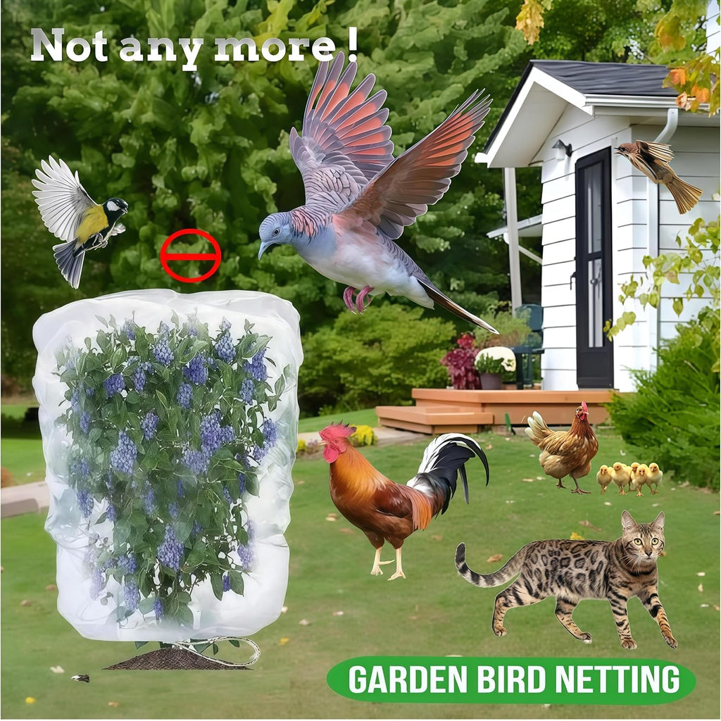 Large Fruit Tree Netting - 2 Pack 10x10FT-with Drawstring & Zipper, Easy Install Plant Protection Cover, Reusable