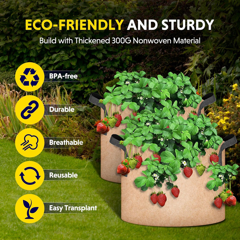 Simple Deluxe 12 Pack 7 Gallon Grow Bags, 300G Vegetable/Flower/Plant Fabric Pots with Handles, Heavy Duty Thickened