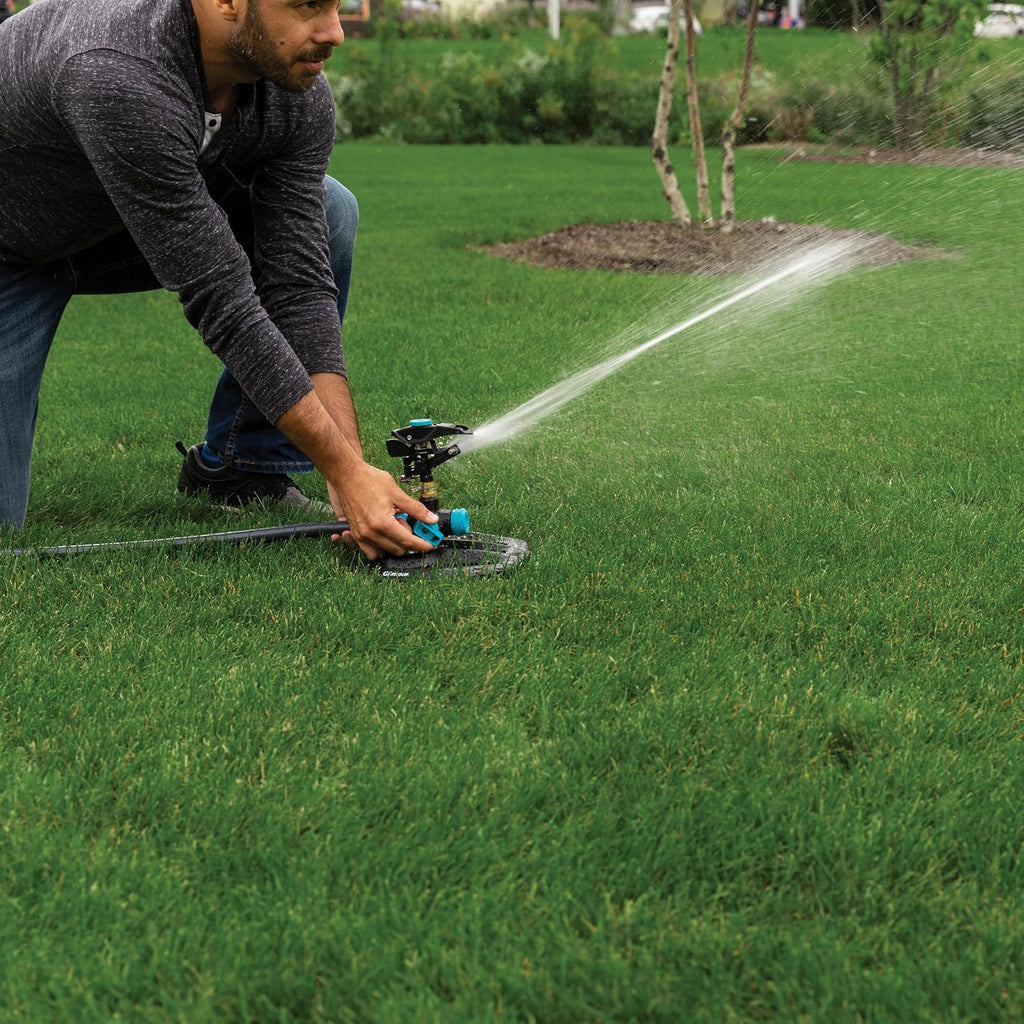 Gilmour Heavy Duty Circular Water Sprinkler, Rotating Sprinkler Head with Adjustable Spray Pattern, Lawn Sprinkler for