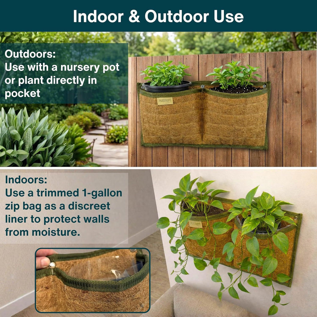 Vertical Garden Planter, 3 Pocket, Living wall Planter, Hanging wall planters for Indoor Plants, Hanging planters for