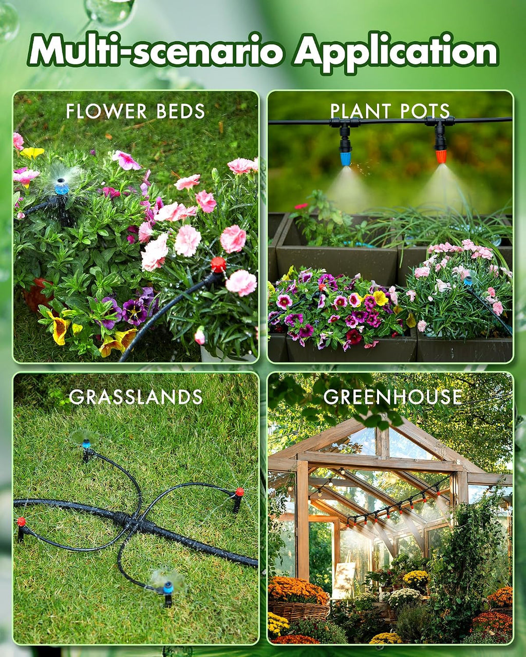 240FT Drip Irrigation System Kits - Automatic Garden Watering Sprinkler with 1/2 & 1/4 inch Tubing Hose Patio Misting