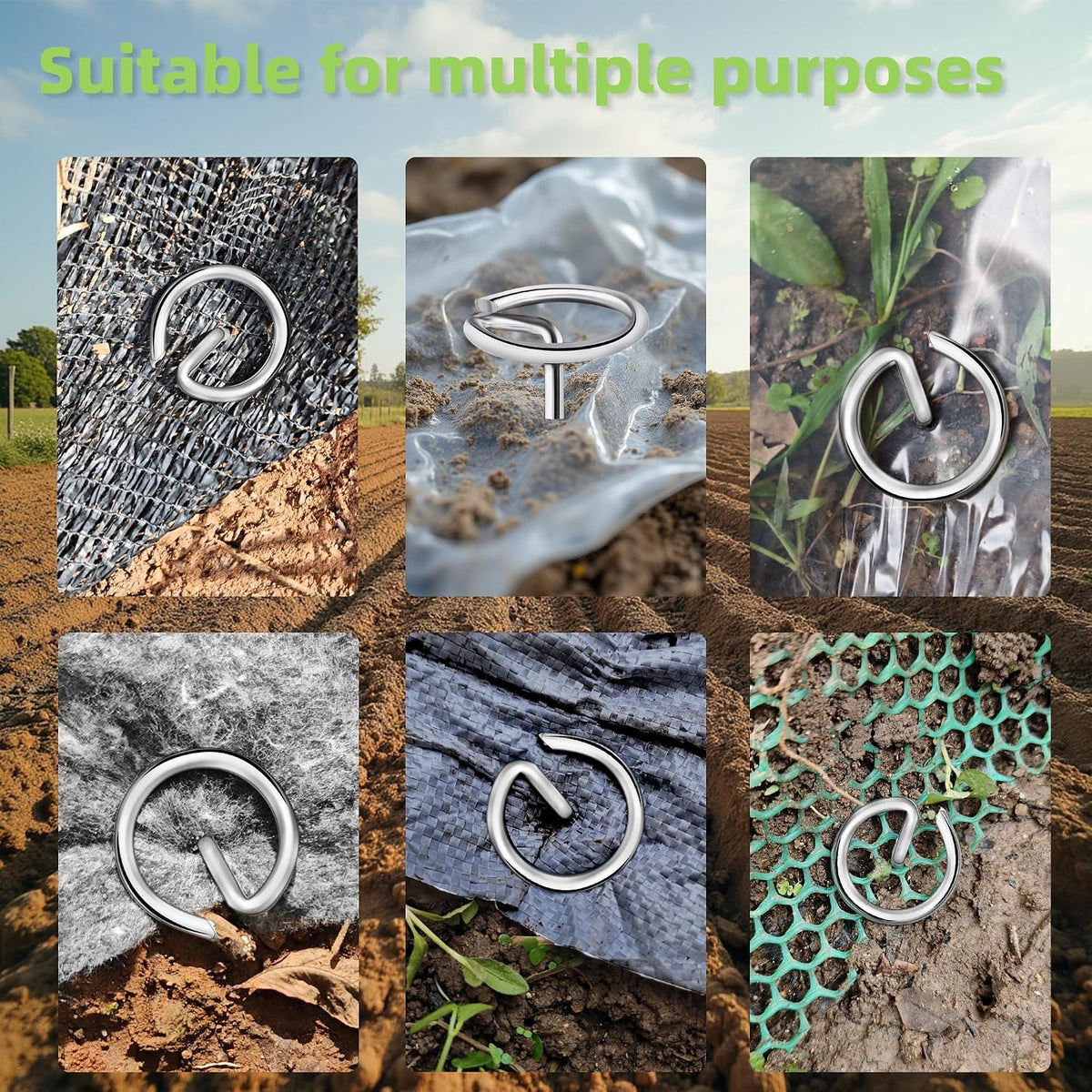 240Pcs Thick 8 Gauge 0.16 in Circle Top Landscape Fabric Pins Hard Holding,6 Inch Galvanized Landscape Fabric Stakes