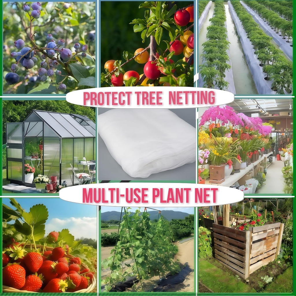 Fruit Tree Netting with Drawstring & Zipper - 4 Pack 10×10 FT - Reusable Plant Protection Bag, Heavy Duty PE Mesh Cover