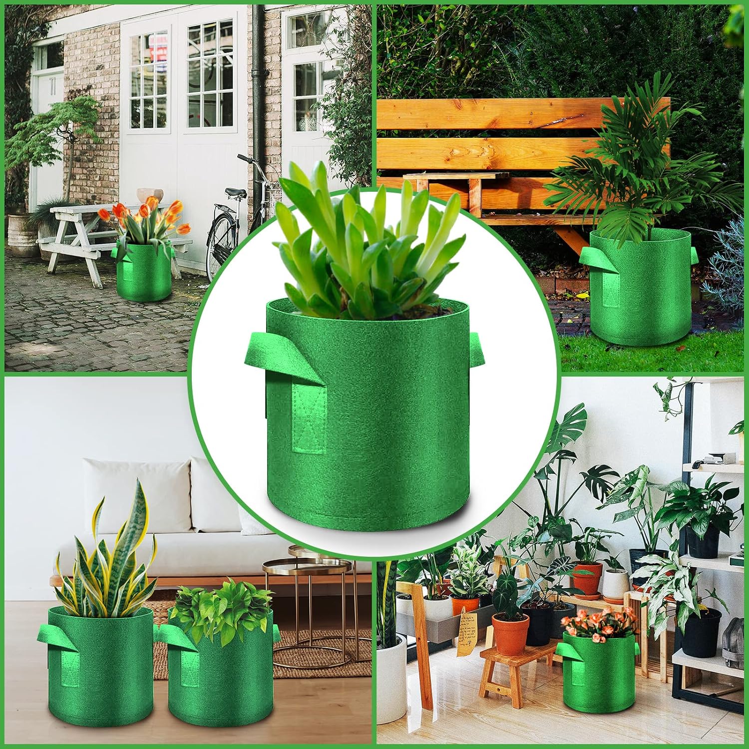 12-Pack 7 Gallon Plant Grow Bags, Thickened Nonwoven Fabric Pots with Handles, Vegetable Planter Bags Containers, Cloth