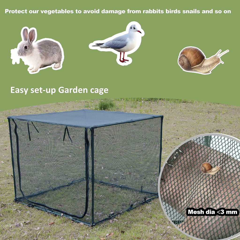 Square 4'x4' Netting Cover 3.3FT Tall Crop Cage Pest Guard Cover for Vegetables Fruits Durable Plant Garden Net with 4