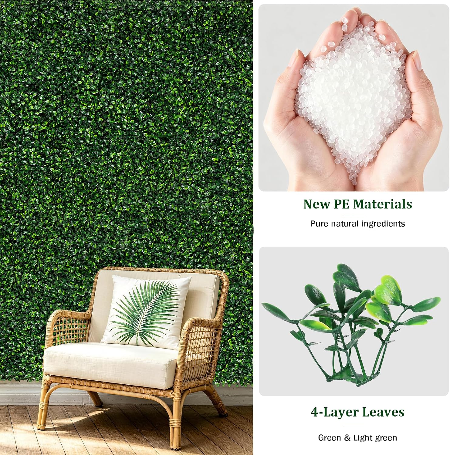 Artificial Grass Wall Panels Backdrop, 10"X10" 12P(8.4 sqft) UV-Anti Faux Greenery Privacy Fence Screen, Artificial