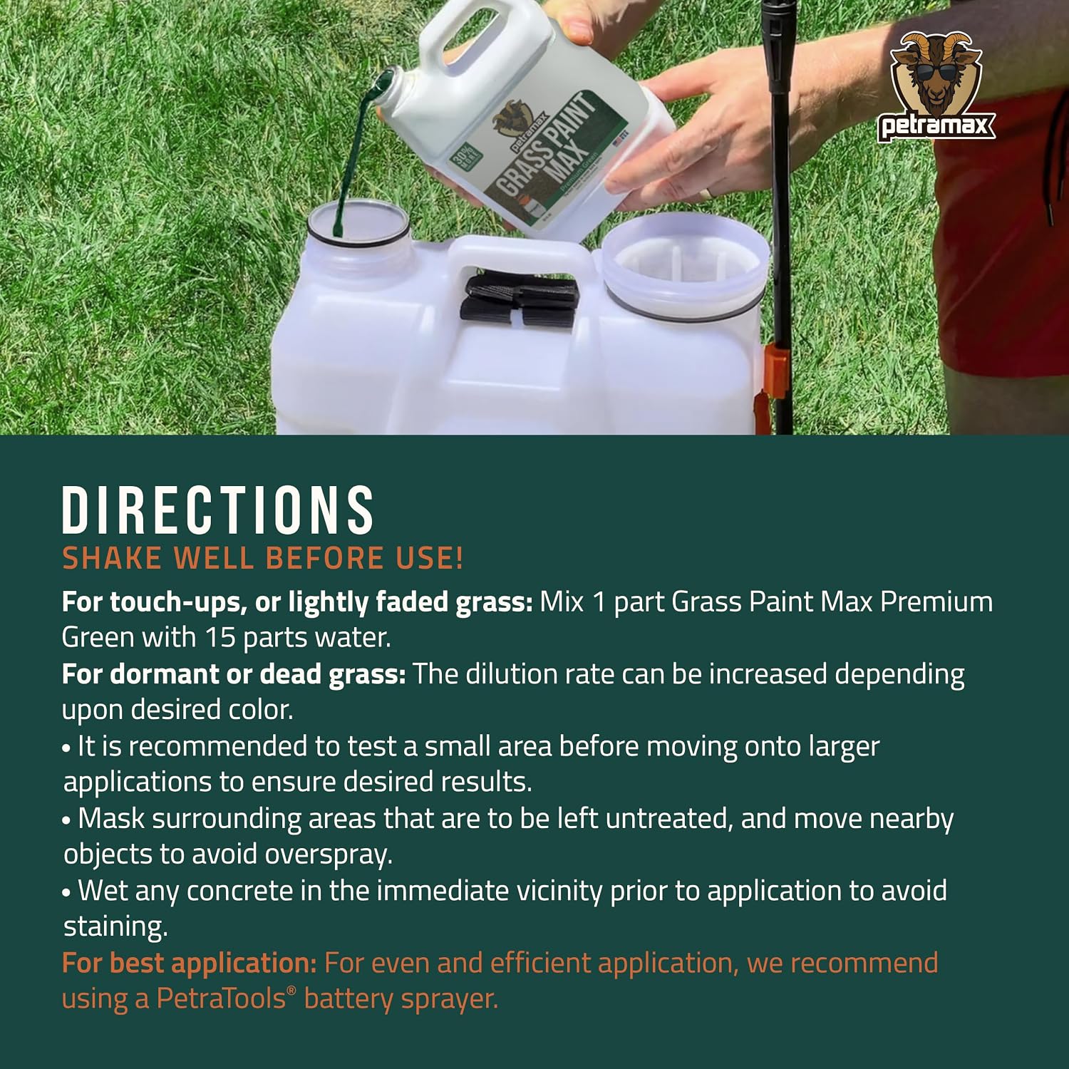 PetraMax Green Grass Paint for Lawn Dye - Maintain Turf or Green Grass, Spray Paint for Lawn & Shrubs Easy Spray, Pairs