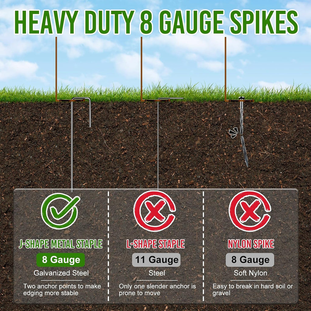 Landscape Edging 4 Inch Tall 40FT with 50Pcs Metal Spikes, Plastic Garden Edging Border Landscape Edging Border Lawn