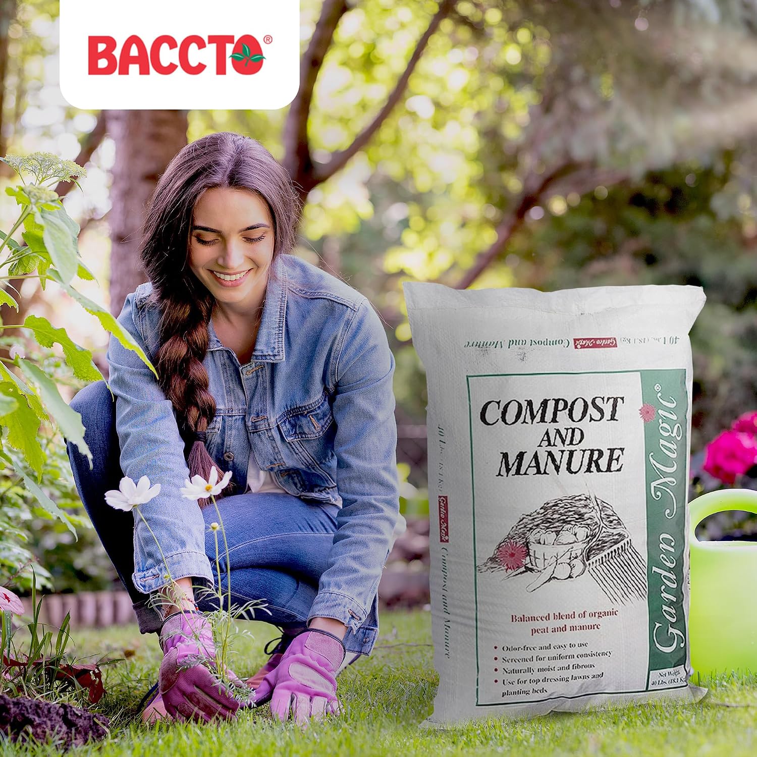 Michigan Peat 6-Pack Compost and Manure Blend, Garden Magic Mix w/Odor-Free Blend, 40 Lbs - Outdoor Lawn and Gardening