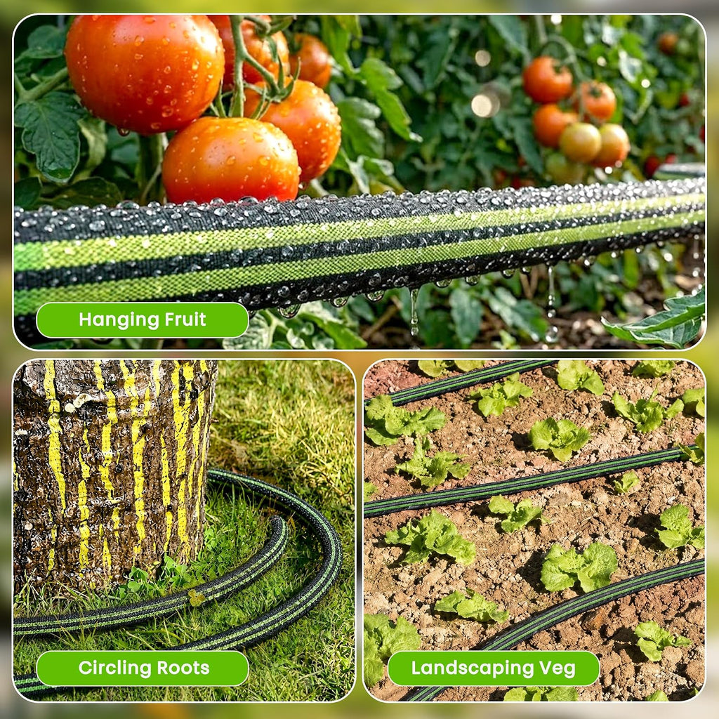 Flat Soaker Hose 25FT for Garden, 80% Water-Saving Drip Irrigation System Hose, Durable & UV-resistant, Non-toxic