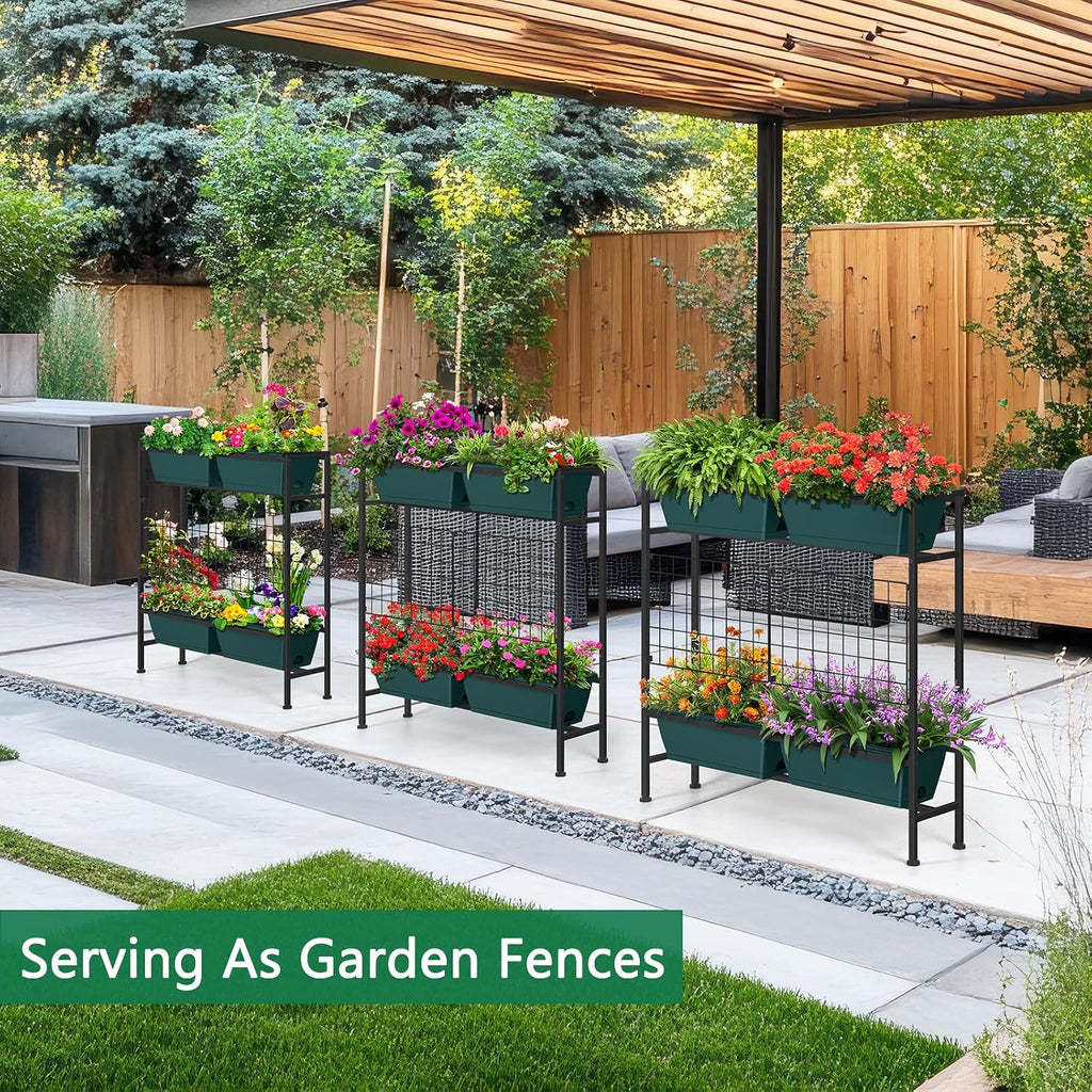Vertical Raised Garden Beds 32.4" Tall Planter Raised Beds Boxes Patio Herb Garden Planter Outdoor with Metal Fences