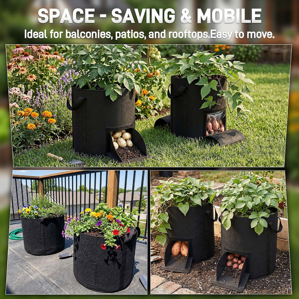 Mulctun 5Pcs 20 Gallon Potato Grow Bags, Grow Bags with Harvest & Visible Windows,Potato Bags for Growing Potatoes with