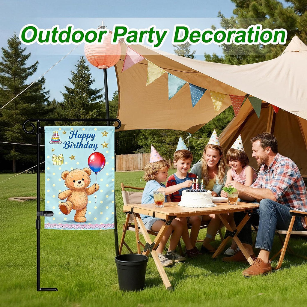 HOOSUN Garden Flag Stand Holder Easy to Install Strong and Sturdy wrought iron Pole Fits Mini Flag 12.5" x 18" no need