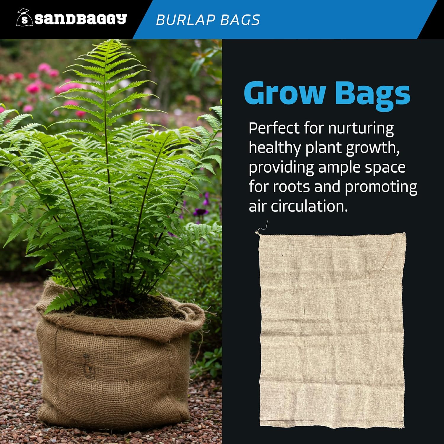 Sandbaggy 36" x 48" Extra Large Burlap Bags - Adult Potato Sack Racing, Grow, Plant Covers - Reusable Grocery Bags