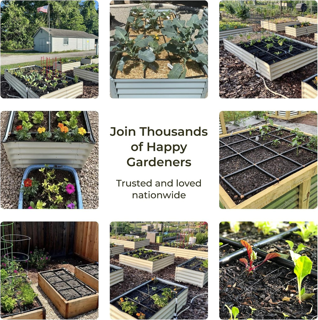 Garden Grid 2x4 | Irrigation System for Garden Beds | Prebuilt, Cornerless | Pre-Assembled 1-Min Setup, Raised Bed