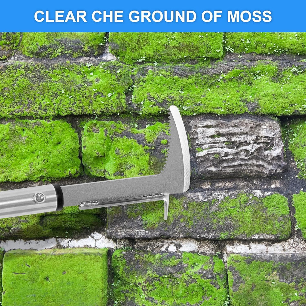 BARAYSTUS Crack Weeder, Stainless Steel Manual Crevice Weeding Tool, Long Handle Weed Grabber Remover, L-Shaped Manual