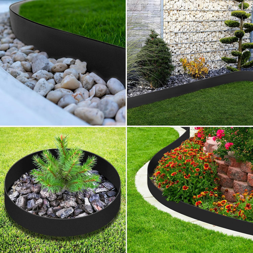LAVEVE Galvanized Steel Landscape Edging 6-Pack, 40" L x 5" H (20Ft Total) | Hammer-in Metal Garden Edging Border with