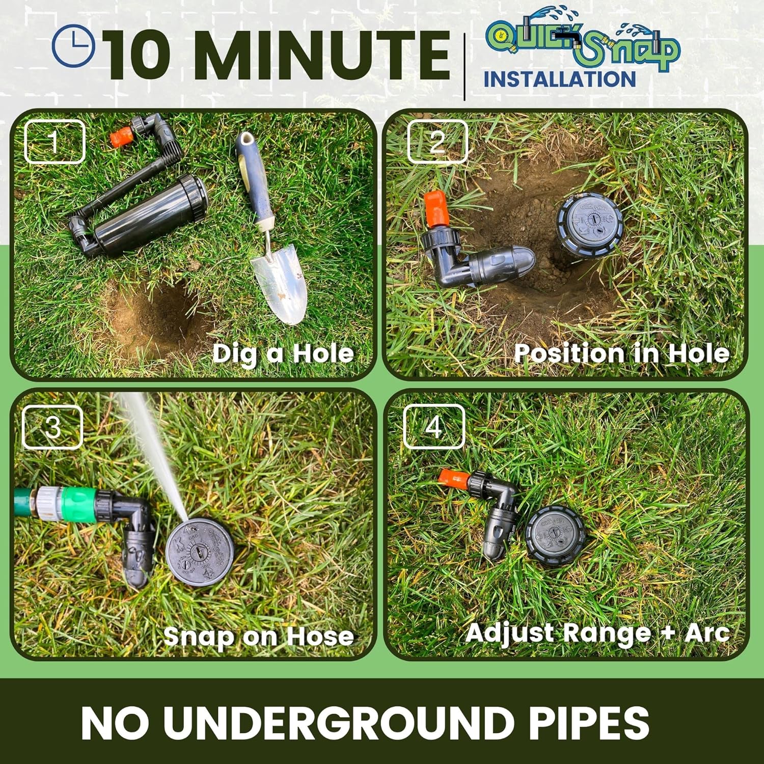 In-Ground 5-Inch Pop-Up Adjustable Sprinkler with Quick Hose Connector, QSK-741