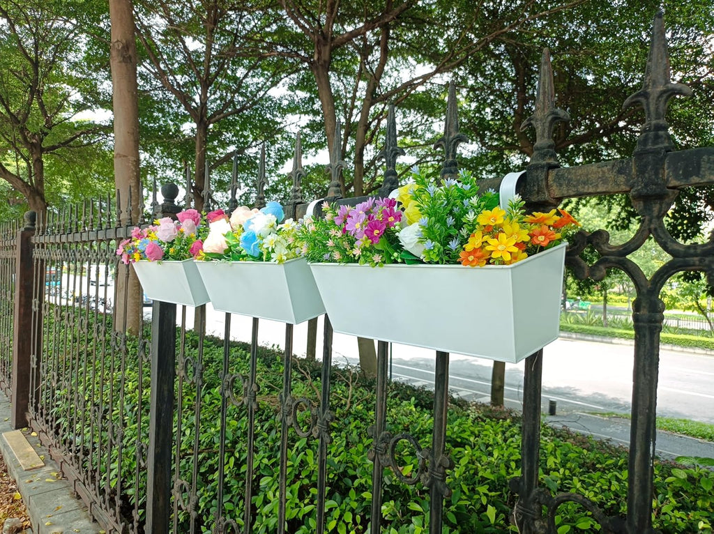 3 Pcs Large Hanging Flower Pots for Railing Or Fence 16 Inch Railing Planter Box for Any Balcony, Porch or Deck