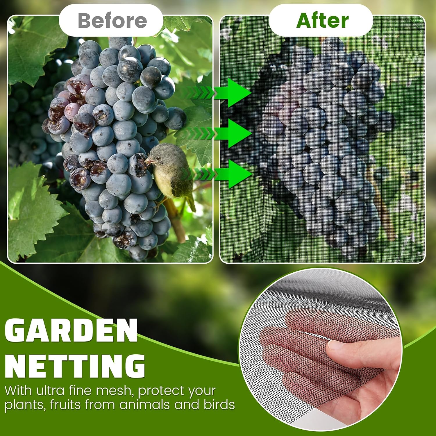 Stronger Garden Mesh Netting, 10 x 20 FT Ultra Fine Nano PP Plant Covers, Small Animals Bird Net Barrier Screen for