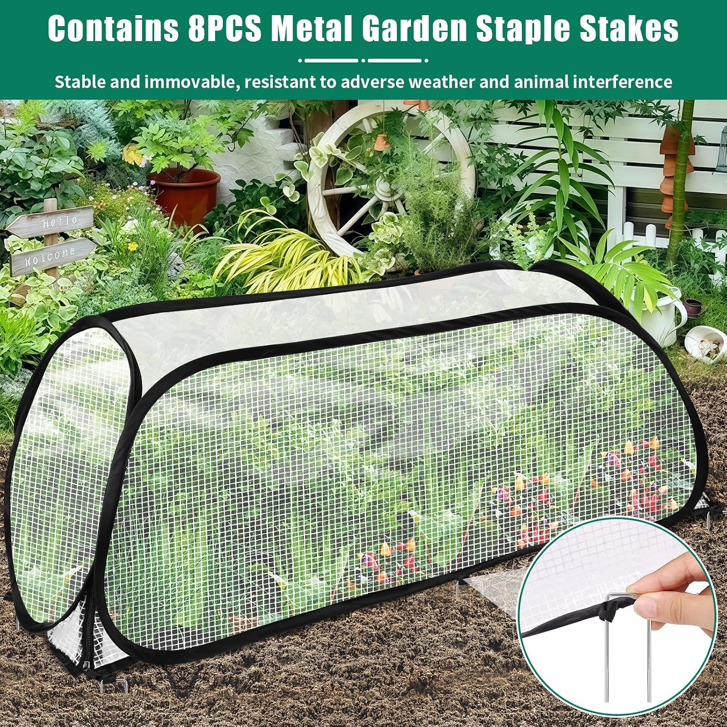 2 Pack Garden Covers for Raised Beds, 45"X22"X16", Freeze Protection | Garden Row Plants Cover Accelerator, Greenhouse