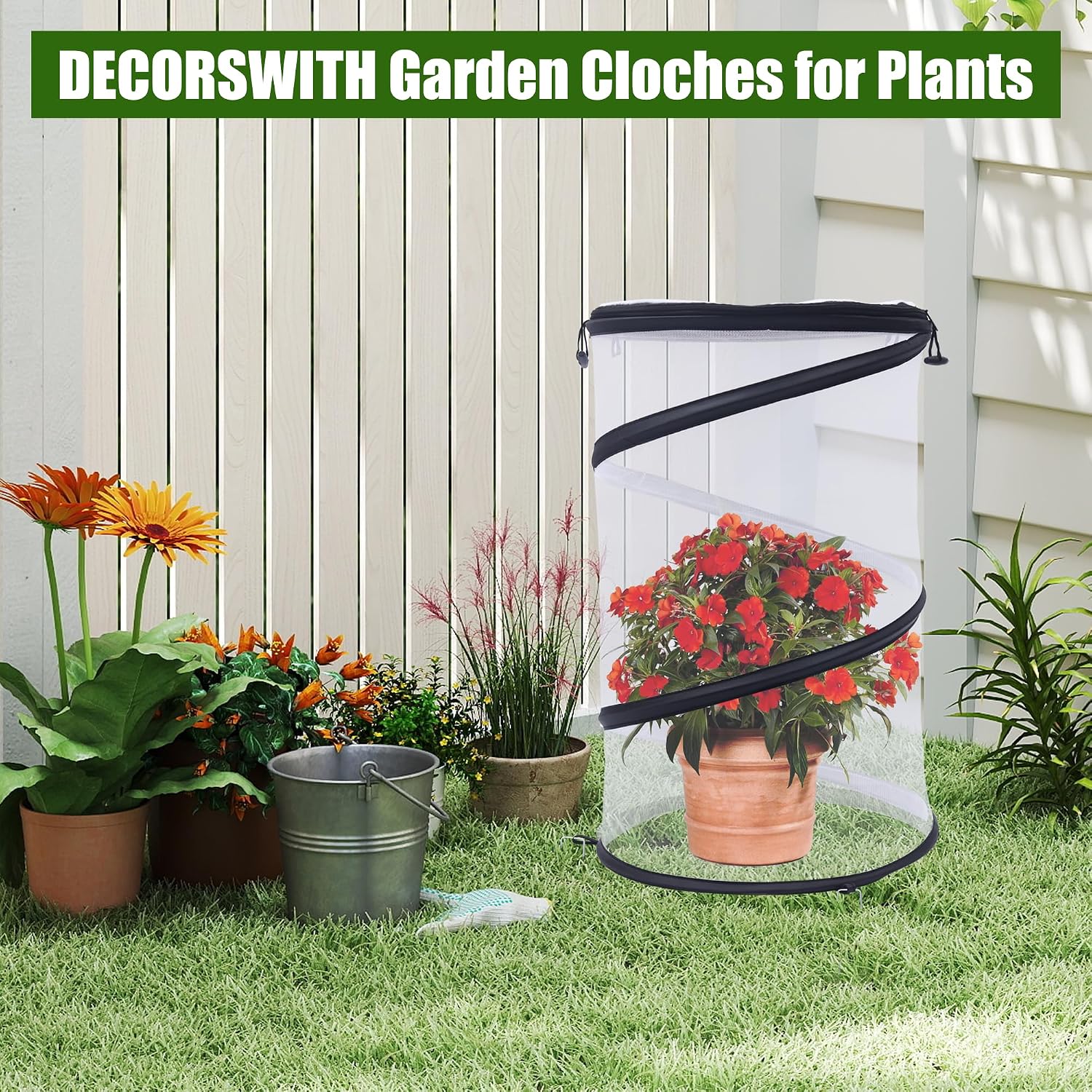 Plant Covers from Animals 20" H X 13" D, 4 PCS Garden Covers Cloches to Keep Animals Out for Outdoor Plants Protectors