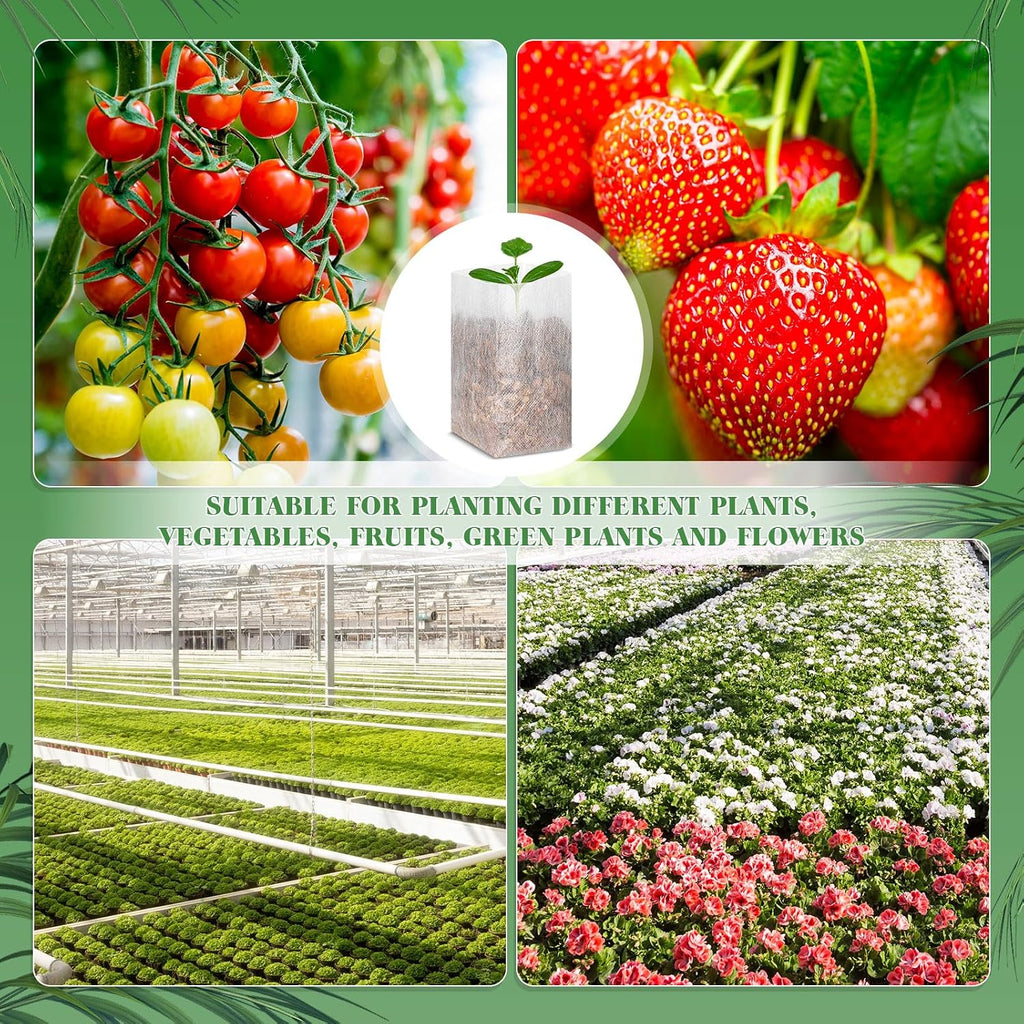 1000 Pcs Seed Non Woven Plants Nursery Bags 5.9 x 6.3 Inch Fabric Seedling Pots Grow Bags Plants Pouch for Vegetables