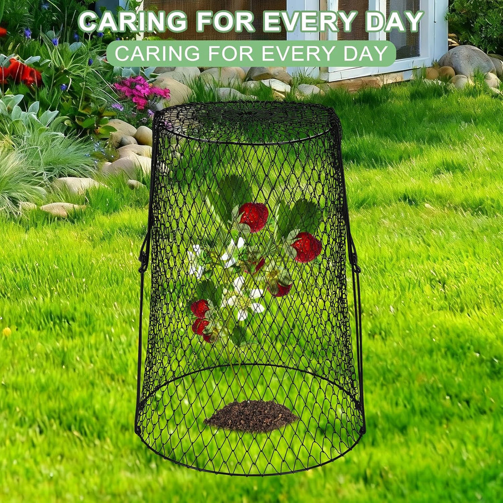 5 Pcs 17.7" Tall Garden Cloches for Plants, 5.9" Long Legs Ground Stakes Plant Cages Stackable Storage, Rustproof