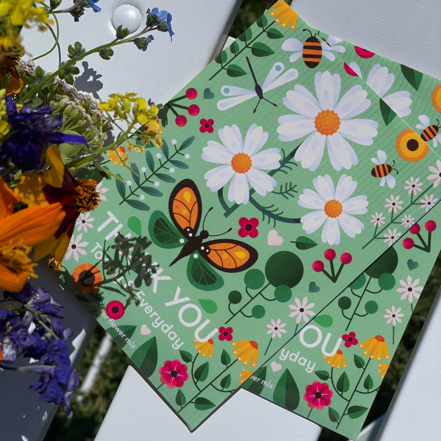 Thank You Packet - Pollinator Flower Mix - 25 Seed Packets - Perfect Eco-Friendly Thank You Gift - Non GMO Seeds, Green