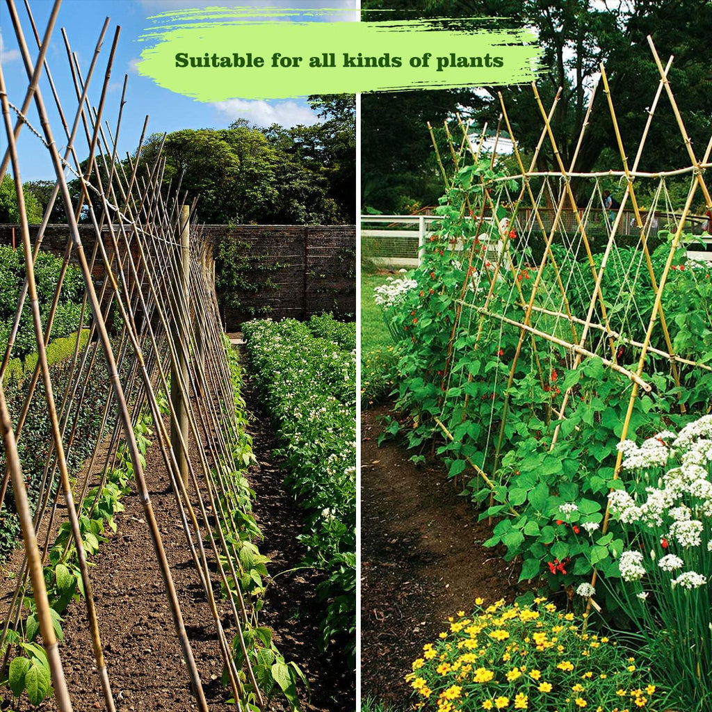 Jollybower 25pcs 1/2" D Thicker Heavy Duty Bamboo Stakes, 4FT Plant Stakes, Natural Garden Stakes for Tomato, Bean