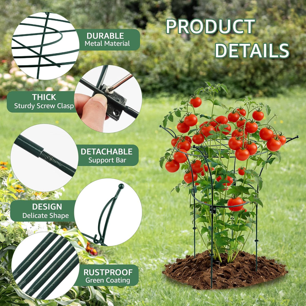 Fayoo 2 Pack Peony Cages and Supports with Twist Ties, 23.2" H X 13" D Heavy Duty Metal Plant Support Rings, Outdoor