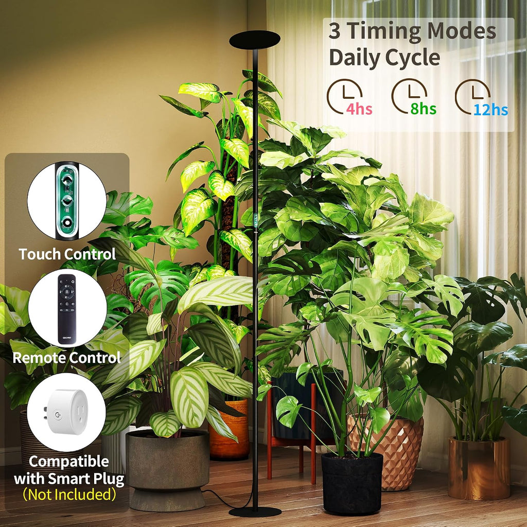 85" Tall Grow Light for Large Indoor Plants, 60W Full Spectrum | 1-23H Timer, Blue-Enhanced Sun Spectrum, Dimmable