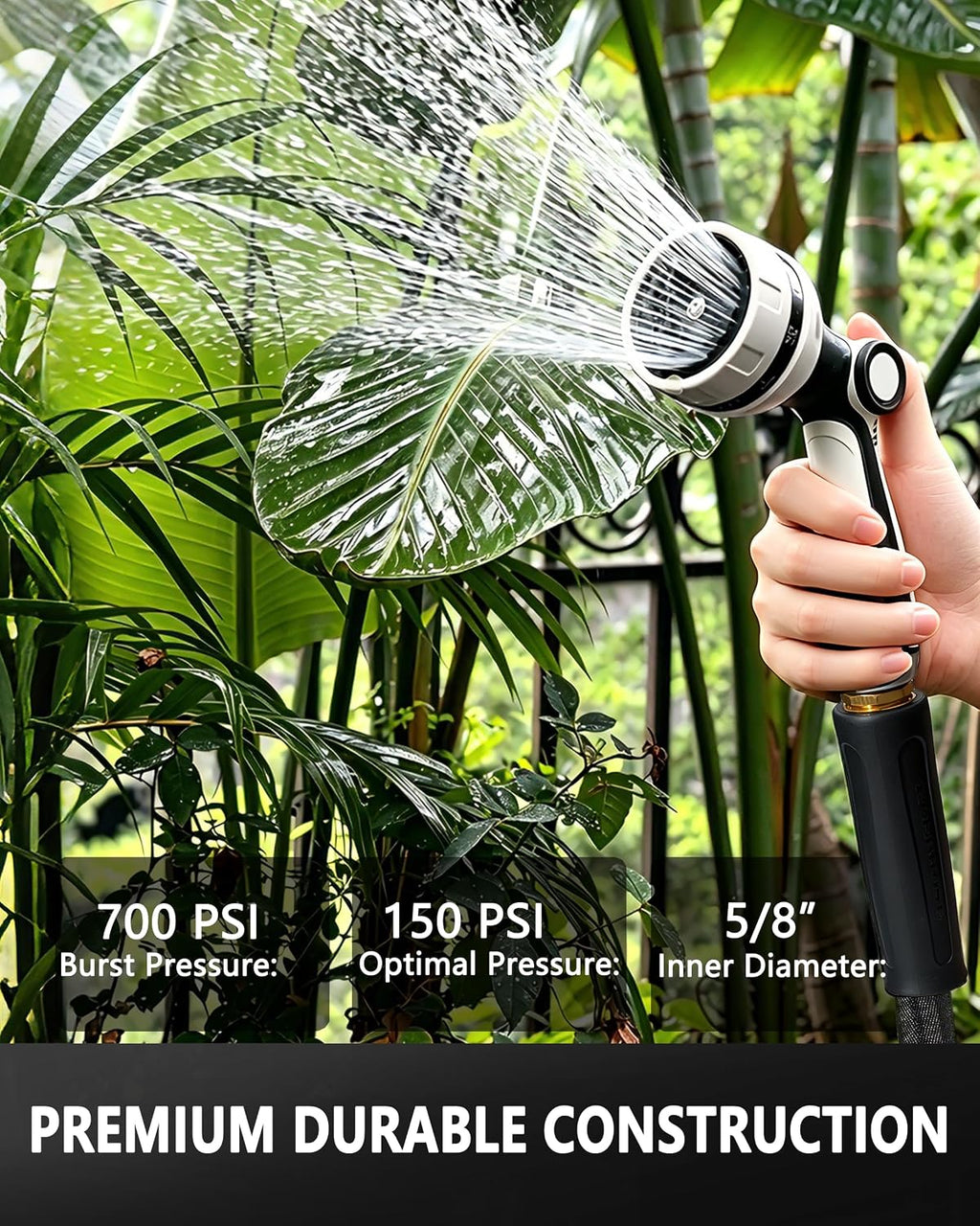 Flexible 100FT Garden Hose, Non-Expanding Lightweight Water Hose | 60% Lighter & Kink-Free, Burst-Resistant Up To